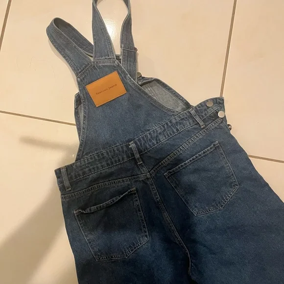 Blue Denim Overalls Wide Leg Medium - Picture 4 of 5